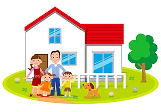 家族で移住したイラスト